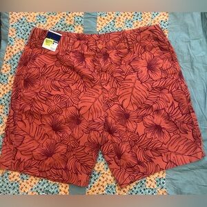 NWT tropical floral 100% cotton flat front shorts